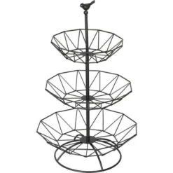 Corbeille à Fruits 3 étages Métal Support à Fruits Coleur De Noir 29x46 Cm FUIENKO