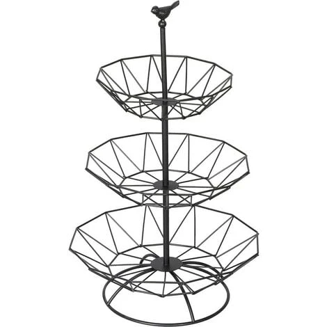 Corbeille à Fruits 3 étages Métal Support à Fruits Coleur De Noir 29x46 Cm FUIENKO 1 Corbeille à Fruits 3 étages Métal Support à Fruits Coleur De Noir 29x46 Cm FUIENKO