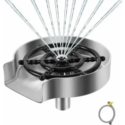 Rince Verre En Acier Inoxydable, Accessoires Pour Evier De Cuisine, Rondelle En Métal, Rince Verre Evier, Nettoyeur Verre, Accessoires De Cuisine, Argent Mat