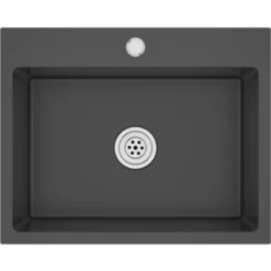 Évier De Cuisine Fait Main 59 X 44 Cm Acier Inoxydable Noir