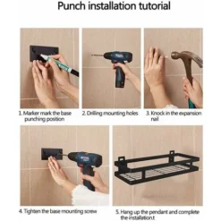 Porte Epice Cuisine Mural Étagère à Épices Acier Inoxydable Convient Pour Cuisine Salle De Bain Balcon, (Noir Mat, 20cm),T-Audace -Promos Gout Cuisine Boutique 60963964 4