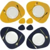 Sets De Napperons Et Sous-Verres 4, Napperon En Cuir PU Antidérapant Essuyable Imperméable Pour Cuisine Intérieure Table à Manger Restaurant (Bleu Foncé/Jaune)