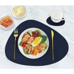 Sets De Napperons Et Sous-Verres 4, Napperon En Cuir PU Antidérapant Essuyable Imperméable Pour Cuisine Intérieure Table à Manger Restaurant (Bleu Foncé/Jaune) 7 Sets De Napperons Et Sous-Verres 4, Napperon En Cuir PU Antidérapant Essuyable Imperméable Pour Cuisine Intérieure Table à Manger Restaurant (Bleu Foncé/Jaune) -Promos Gout Cuisine Boutique 63690842 3