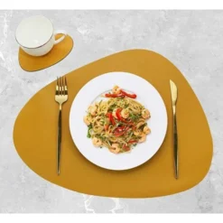 Sets De Napperons Et Sous-Verres 4, Napperon En Cuir PU Antidérapant Essuyable Imperméable Pour Cuisine Intérieure Table à Manger Restaurant (Bleu Foncé/Jaune) 8 Sets De Napperons Et Sous-Verres 4, Napperon En Cuir PU Antidérapant Essuyable Imperméable Pour Cuisine Intérieure Table à Manger Restaurant (Bleu Foncé/Jaune) -Promos Gout Cuisine Boutique 63690842 4