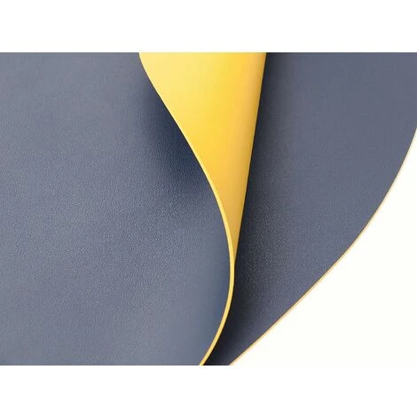 Sets De Napperons Et Sous-Verres 4, Napperon En Cuir PU Antidérapant Essuyable Imperméable Pour Cuisine Intérieure Table à Manger Restaurant (Bleu Foncé/Jaune) 5 Sets De Napperons Et Sous-Verres 4, Napperon En Cuir PU Antidérapant Essuyable Imperméable Pour Cuisine Intérieure Table à Manger Restaurant (Bleu Foncé/Jaune) – Image 5