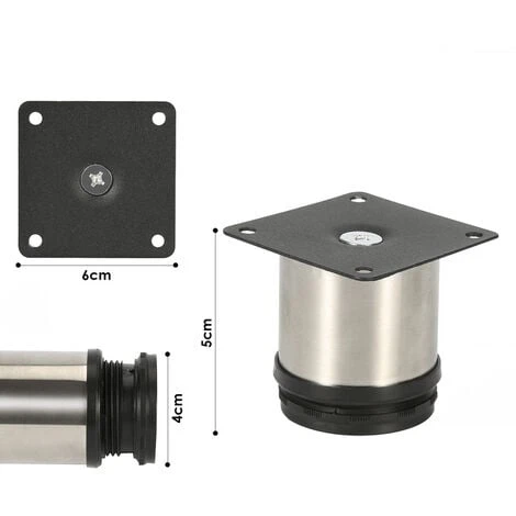 SWANEW 4x Pieds De Meuble Pieds De Meuble Pied En Acier Inoxydable Diamètre 40 Mm Hauteur 50mm Noir Réglable En Hauteur 2 SWANEW 4x Pieds De Meuble Pieds De Meuble Pied En Acier Inoxydable Diamètre 40 Mm Hauteur 50mm Noir Réglable En Hauteur – Image 2