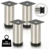 SWANEW 4x Pieds De Meuble Pieds De Meuble Pied En Acier Inoxydable Diamètre 40 Mm Hauteur 180mm Noir Réglable En Hauteur