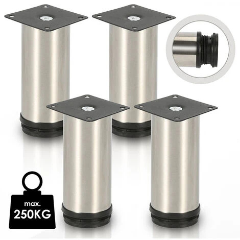 SWANEW 4x Pieds De Meuble Pieds De Meuble Pied En Acier Inoxydable Diamètre 40 Mm Hauteur 180mm Noir Réglable En Hauteur 1 SWANEW 4x Pieds De Meuble Pieds De Meuble Pied En Acier Inoxydable Diamètre 40 Mm Hauteur 180mm Noir Réglable En Hauteur