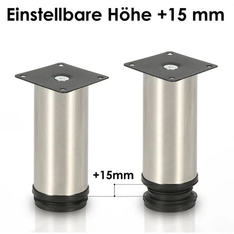 SWANEW 4x Pieds De Meuble Pieds De Meuble Pied En Acier Inoxydable Diamètre 40 Mm Hauteur 180mm Noir Réglable En Hauteur 3 SWANEW 4x Pieds De Meuble Pieds De Meuble Pied En Acier Inoxydable Diamètre 40 Mm Hauteur 180mm Noir Réglable En Hauteur – Image 3