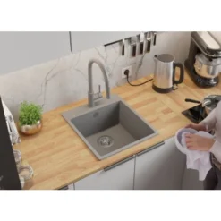 Evier Cuisine En Granit Gris, 44 X 53 Cm, Lavabo 1 Bac + Robinet 5000 + Siphon Classique, Évier à Encastrer Riga 440 De Primagran 7 Evier Cuisine En Granit Gris, 44 X 53 Cm, Lavabo 1 Bac + Robinet 5000 + Siphon Classique, Évier à Encastrer Riga 440 De Primagran -Promos Gout Cuisine Boutique 64076833 3