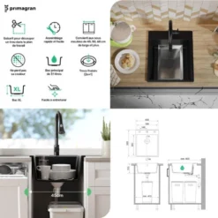 Evier Cuisine En Granit Gris, 44 X 53 Cm, Lavabo 1 Bac + Robinet 5000 + Siphon Classique, Évier à Encastrer Riga 440 De Primagran 9 Evier Cuisine En Granit Gris, 44 X 53 Cm, Lavabo 1 Bac + Robinet 5000 + Siphon Classique, Évier à Encastrer Riga 440 De Primagran -Promos Gout Cuisine Boutique 64076833 5