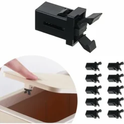 Loquets De Rechange En Plastique, 10 Pièces Poubelle En Plastique Verrouillage Auto-Verrouillage Remplacement Du Commutateur Prise Compatible Poubelles Touch Top 3 à 50 Litres, Noir，Fonepro