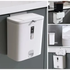 Poubelle Cuisine Salle De Bains Poubelle Avec Couvercle, Poubelle À Compost En Plastique Suspendue Ou Debout BF