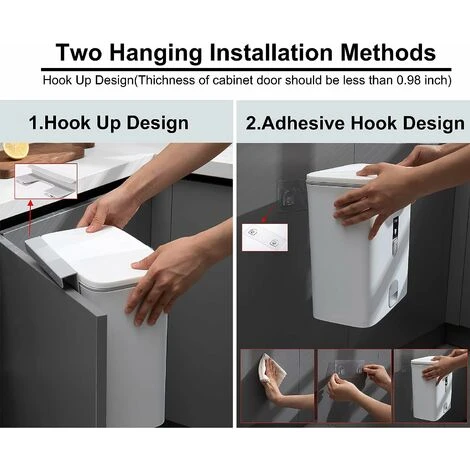 Poubelle Cuisine Salle De Bains Poubelle Avec Couvercle, Poubelle À Compost En Plastique Suspendue Ou Debout BF 4 Poubelle Cuisine Salle De Bains Poubelle Avec Couvercle, Poubelle À Compost En Plastique Suspendue Ou Debout BF – Image 4