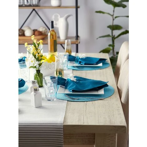 MINKUROW Lot De 4 Sets De Table PP Tressé De Table Rond Lavable Résistantes à La Chaleur Antidérapant 38cm(Bleu Lac) 5 MINKUROW Lot De 4 Sets De Table PP Tressé De Table Rond Lavable Résistantes à La Chaleur Antidérapant 38cm(Bleu Lac) – Image 5