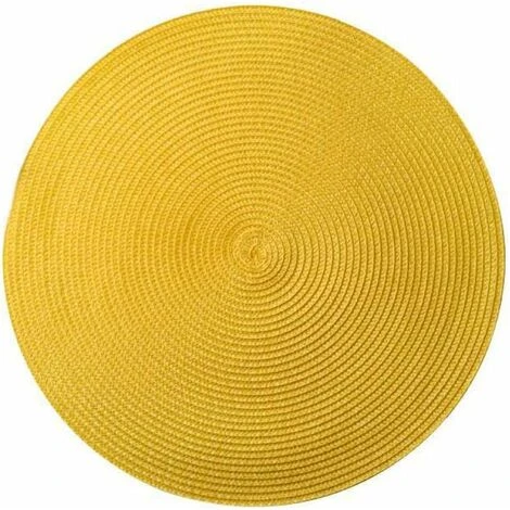 MINKUROW Lot De 4 Sets De Table PP Tressé De Table Rond Lavable Résistantes à La Chaleur Antidérapant 38cm (Jaune Clair) 1 MINKUROW Lot De 4 Sets De Table PP Tressé De Table Rond Lavable Résistantes à La Chaleur Antidérapant 38cm (Jaune Clair)