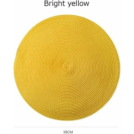 MINKUROW Lot De 4 Sets De Table PP Tressé De Table Rond Lavable Résistantes à La Chaleur Antidérapant 38cm (Jaune Clair) 2 MINKUROW Lot De 4 Sets De Table PP Tressé De Table Rond Lavable Résistantes à La Chaleur Antidérapant 38cm (Jaune Clair) – Image 2