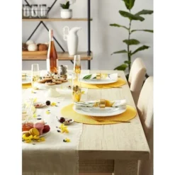 MINKUROW Lot De 4 Sets De Table PP Tressé De Table Rond Lavable Résistantes à La Chaleur Antidérapant 38cm (Jaune Clair) 9 MINKUROW Lot De 4 Sets De Table PP Tressé De Table Rond Lavable Résistantes à La Chaleur Antidérapant 38cm (Jaune Clair) -Promos Gout Cuisine Boutique 64682401 5
