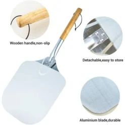 Pelle à Pizza, Pelle à Pizza En Aluminium, Pelle à Pizza, Pelle à Pizza Avec Une Grande Surface, Manche En Bois Pratique, Facile à Ranger, Pratique à Utiliser, Convient Aux Grills Et Fours 66 30,5 Cm -Promos Gout Cuisine Boutique 65315795 4