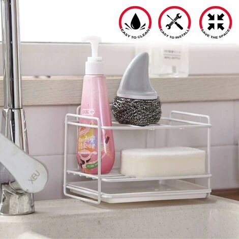 Porte-éponge Pour évier De Cuisine Organisateur D'évier De Cuisine Rangement Sous évier Rangement D'évier De Cuisine Organisateur D'évier Rangement D'évier Rangement D'espace, Blanc 2 Porte-éponge Pour évier De Cuisine Organisateur D'évier De Cuisine Rangement Sous évier Rangement D'évier De Cuisine Organisateur D'évier Rangement D'évier Rangement D'espace, Blanc – Image 2