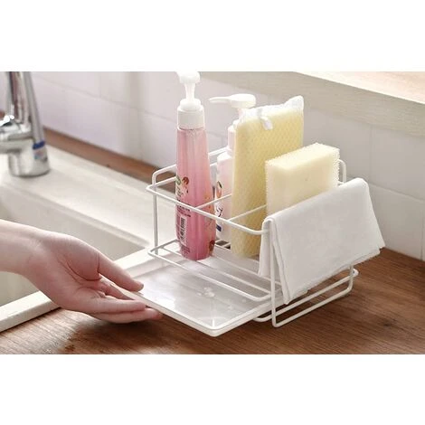 Porte-éponge Pour évier De Cuisine Organisateur D'évier De Cuisine Rangement Sous évier Rangement D'évier De Cuisine Organisateur D'évier Rangement D'évier Rangement D'espace, Blanc 4 Porte-éponge Pour évier De Cuisine Organisateur D'évier De Cuisine Rangement Sous évier Rangement D'évier De Cuisine Organisateur D'évier Rangement D'évier Rangement D'espace, Blanc – Image 4