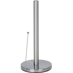 WENKO Porte Sopalin Clayton, Porte Essuie Tout Vertical Avec Barre De Maintien, Acier Inox, Ø 15x33 Cm, Argent Mat