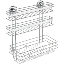 WENKO Porte Sopalin Mural Sans Percer, Avec Dérouleur Papier Alu Et Film Alimentaire, Fixation Sans Perçage Turbo-Loc®, Métal, 32,5x34x15 Cm, Brillant