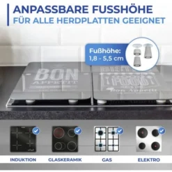 WENKO Protection Plaque De Cuisson, Couvre Plaque De Cuisson En Verre Bon Appetit, Lot De 2, Verre Trempé, 30x52 Cm, Multicolore -Promos Gout Cuisine Boutique 6578206 4