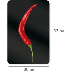 WENKO Protection Plaque De Cuisson, Couvre Plaque De Cuisson En Verre Duo Peperoni, Lot De 2, Verre Trempé, 30x52 Cm, Multicolore -Promos Gout Cuisine Boutique 6578329 5