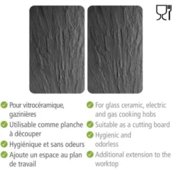 WENKO Protection Plaque De Cuisson, Couvre Plaque De Cuisson En Verre Ardoise, Lot De 2, Verre Trempé, 30x52 Cm, Gris 8 WENKO Protection Plaque De Cuisson, Couvre Plaque De Cuisson En Verre Ardoise, Lot De 2, Verre Trempé, 30x52 Cm, Gris -Promos Gout Cuisine Boutique 6578330 4