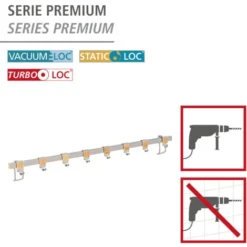 WENKO Barre De Crédence Cuisine Premium Porte Ustensiles De Cuisine Mural Avec 8 Crochets En Acier Inox, Métal - Bambou, 60x4x2,5 Cm, Argent - Marron -Promos Gout Cuisine Boutique 6578440 5