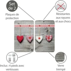 WENKO Protection Plaque De Cuisson, Couvre Plaque De Cuisson En Verre Coeur, Lot De 2, Verre Trempé, 30x52 Cm, Multicolore -Promos Gout Cuisine Boutique 6578869 3