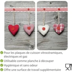 WENKO Protection Plaque De Cuisson, Couvre Plaque De Cuisson En Verre Coeur, Lot De 2, Verre Trempé, 30x52 Cm, Multicolore -Promos Gout Cuisine Boutique 6578869 4