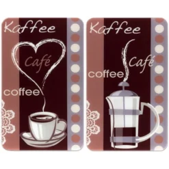 WENKO Protection Plaque De Cuisson, Couvre Plaque De Cuisson En Verre Café, Lot De 2, Verre Trempé, 30x52 Cm, Multicolore