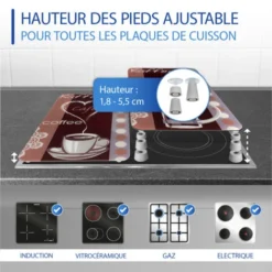 WENKO Protection Plaque De Cuisson, Couvre Plaque De Cuisson En Verre Café, Lot De 2, Verre Trempé, 30x52 Cm, Multicolore -Promos Gout Cuisine Boutique 6578920 3