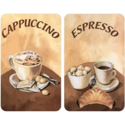 WENKO Protection Plaque De Cuisson, Couvre Plaque De Cuisson En Verre Café, Lot De 2, Verre Trempé, 30x52 Cm, Multicolore