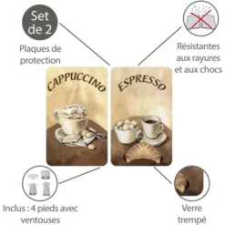 WENKO Protection Plaque De Cuisson, Couvre Plaque De Cuisson En Verre Café, Lot De 2, Verre Trempé, 30x52 Cm, Multicolore -Promos Gout Cuisine Boutique 6578950 3