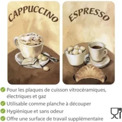 WENKO Protection Plaque De Cuisson, Couvre Plaque De Cuisson En Verre Café, Lot De 2, Verre Trempé, 30x52 Cm, Multicolore -Promos Gout Cuisine Boutique 6578950 4