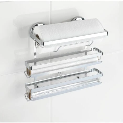 WENKO Porte Sopalin Mural Sans Percer, Avec Dérouleur Papier Alu Et Film Alimentaire, Fixation Sans Perçage Magic-Loc®, Métal, 33x32x16 Cm, Brillant 2 WENKO Porte Sopalin Mural Sans Percer, Avec Dérouleur Papier Alu Et Film Alimentaire, Fixation Sans Perçage Magic-Loc®, Métal, 33x32x16 Cm, Brillant – Image 2