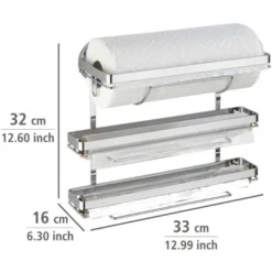 WENKO Porte Sopalin Mural Sans Percer, Avec Dérouleur Papier Alu Et Film Alimentaire, Fixation Sans Perçage Magic-Loc®, Métal, 33x32x16 Cm, Brillant 9 WENKO Porte Sopalin Mural Sans Percer, Avec Dérouleur Papier Alu Et Film Alimentaire, Fixation Sans Perçage Magic-Loc®, Métal, 33x32x16 Cm, Brillant -Promos Gout Cuisine Boutique 6578975 5