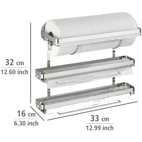 WENKO Porte Sopalin Mural Sans Percer, Avec Dérouleur Papier Alu Et Film Alimentaire, Fixation Sans Perçage Magic-Loc®, Métal, 33x32x16 Cm, Brillant 5 WENKO Porte Sopalin Mural Sans Percer, Avec Dérouleur Papier Alu Et Film Alimentaire, Fixation Sans Perçage Magic-Loc®, Métal, 33x32x16 Cm, Brillant – Image 5