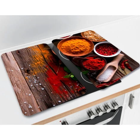 WENKO Protection Plaque De Cuisson, Couvre Plaque De Cuisson En Verre Epices, Lot De 2, Verre Trempé, 30x52 Cm, Multicolore 2 WENKO Protection Plaque De Cuisson, Couvre Plaque De Cuisson En Verre Epices, Lot De 2, Verre Trempé, 30x52 Cm, Multicolore – Image 2
