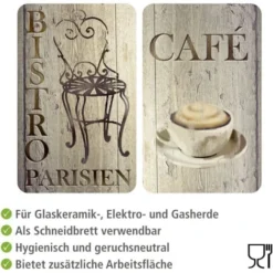 WENKO Protection Plaque De Cuisson, Couvre Plaque De Cuisson En Verre Bistro, Lot De 2, Verre Trempé, 30x52 Cm, Multicolore -Promos Gout Cuisine Boutique 6579520 4