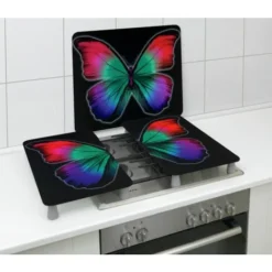 WENKO Protection Plaque De Cuisson, Couvre Plaque De Cuisson En Verre Papillon, Lot De 2, Verre Trempé, 30x52 Cm, Multicolore -Promos Gout Cuisine Boutique 6579582 3