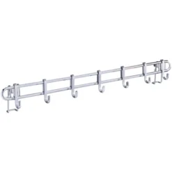 WENKO Barre De Crédence Cuisine Style Porte Ustensiles De Cuisine Mural Avec 7 Crochets En Acier Inox, Métal, 60x6,5x3 Cm, Argent