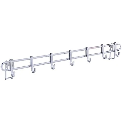 WENKO Barre De Crédence Cuisine Style Porte Ustensiles De Cuisine Mural Avec 7 Crochets En Acier Inox, Métal, 60x6,5x3 Cm, Argent 1 WENKO Barre De Crédence Cuisine Style Porte Ustensiles De Cuisine Mural Avec 7 Crochets En Acier Inox, Métal, 60x6,5x3 Cm, Argent