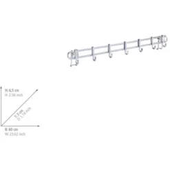 WENKO Barre De Crédence Cuisine Style Porte Ustensiles De Cuisine Mural Avec 7 Crochets En Acier Inox, Métal, 60x6,5x3 Cm, Argent 7 WENKO Barre De Crédence Cuisine Style Porte Ustensiles De Cuisine Mural Avec 7 Crochets En Acier Inox, Métal, 60x6,5x3 Cm, Argent -Promos Gout Cuisine Boutique 6579786 4
