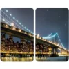 WENKO Protection Plaque De Cuisson, Couvre Plaque De Cuisson En Verre Brooklyn Bridge, Lot De 2, Verre Trempé, 30x52 Cm, Multicolore