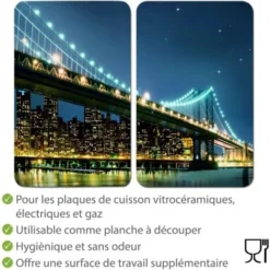 WENKO Protection Plaque De Cuisson, Couvre Plaque De Cuisson En Verre Brooklyn Bridge, Lot De 2, Verre Trempé, 30x52 Cm, Multicolore 8 WENKO Protection Plaque De Cuisson, Couvre Plaque De Cuisson En Verre Brooklyn Bridge, Lot De 2, Verre Trempé, 30x52 Cm, Multicolore -Promos Gout Cuisine Boutique 6579862 4