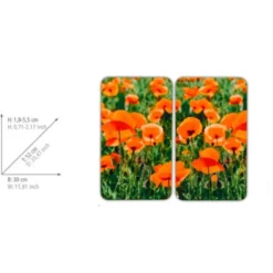 WENKO Protection Plaque De Cuisson, Couvre Plaque De Cuisson En Verre Champ De Coquelicots, Lot De 2, Verre Trempé, 30x52 Cm, Multicolore -Promos Gout Cuisine Boutique 6580243 4